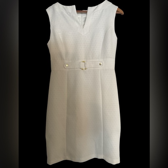 Chelsea Rose Dresses & Skirts - Chelsea Rose cream belted Midi Dress, Women's 10